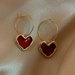 Red Heart Dangle Earrings